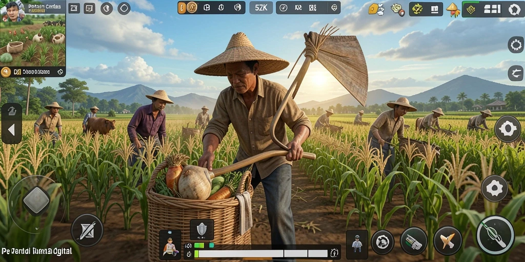 Screenshot permainan 5ZK menampilkan aktivitas bertani yang menyenangkan.