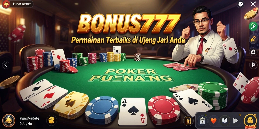 Tampilan menarik dari gameplay Poker di BONUS777.