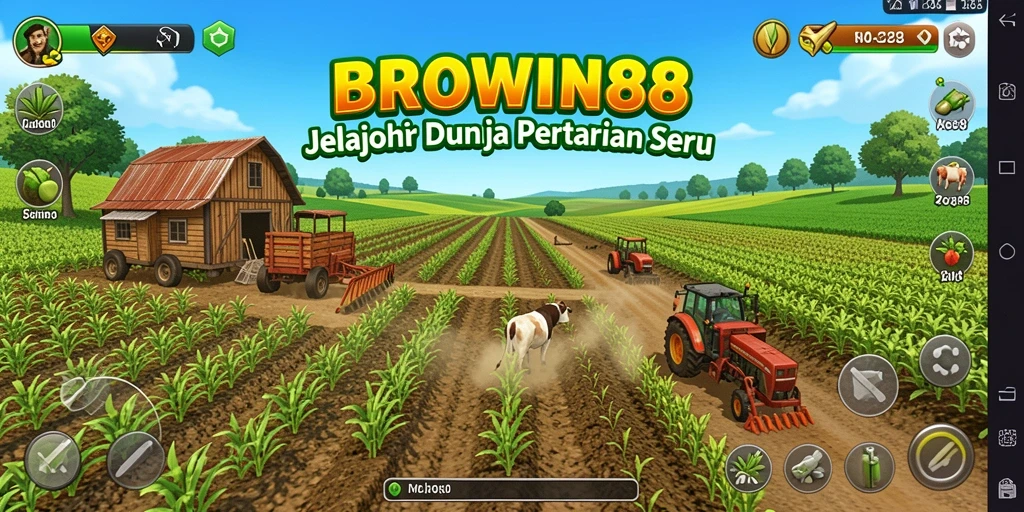 Screenshot BROWIN88 menampilkan gameplay pertanian yang seru dan interaktif.