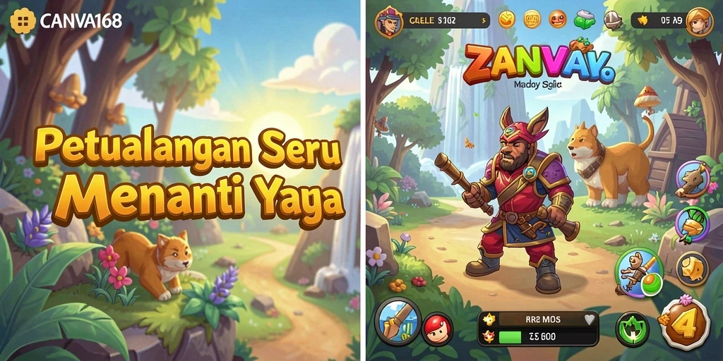 Screenshot menunjukkan gameplay menarik dari petualangan di CANVA168.