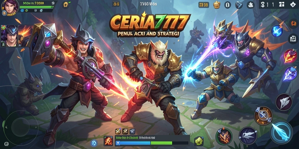 Menampilkan aksi seru dalam gameplay MOBA CERIA777.