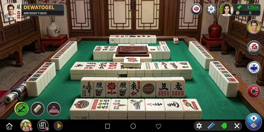 Tampilan gameplay DEWATOGEL dengan grafis Mahjong yang menarik.