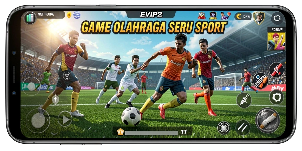 Tampilan gameplay seru dan interaktif dari EVIP2 di arena olahraga.