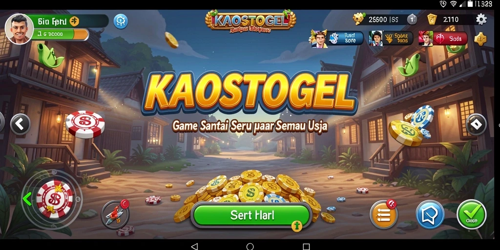 Tampilan gameplay KAOSTOGEL yang colorful dan menyenangkan.