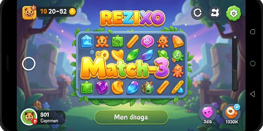 Tampilan gameplay REZIXO yang menarik dan penuh warna.
