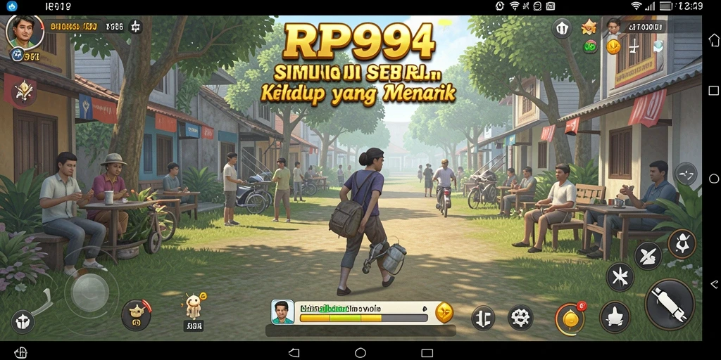 Tampilan gameplay simulasi kehidupan yang dinamis.