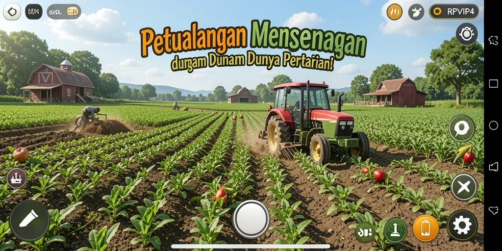 Tangkapan layar menampilkan gameplay seru RPVIP4 dengan aktivitas bertani.